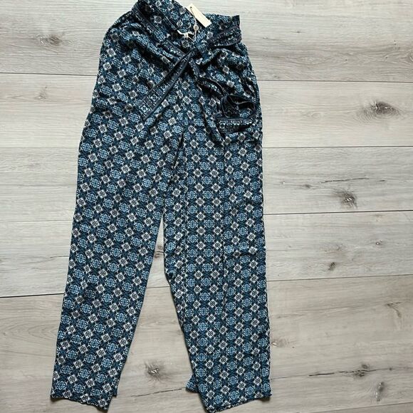 Max Studio Paperbag Belt Pant Blue S NWT - Picture 6 of 6